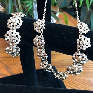 Monet Necklace & Bracelet Crystal Gold Finish